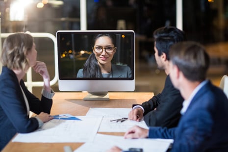 Business team having video conference in the conference room